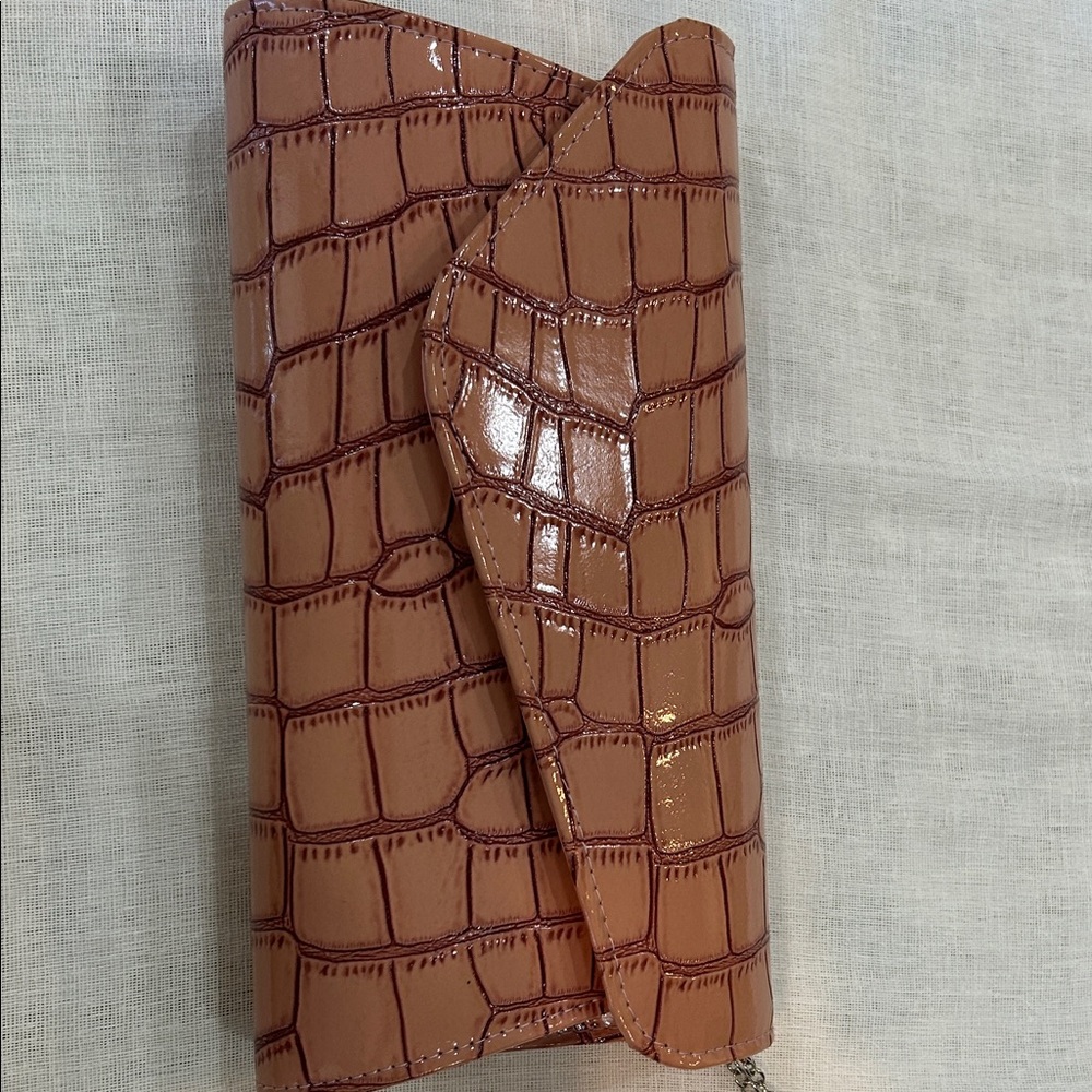 Crocodile Embossed Tan Wallet